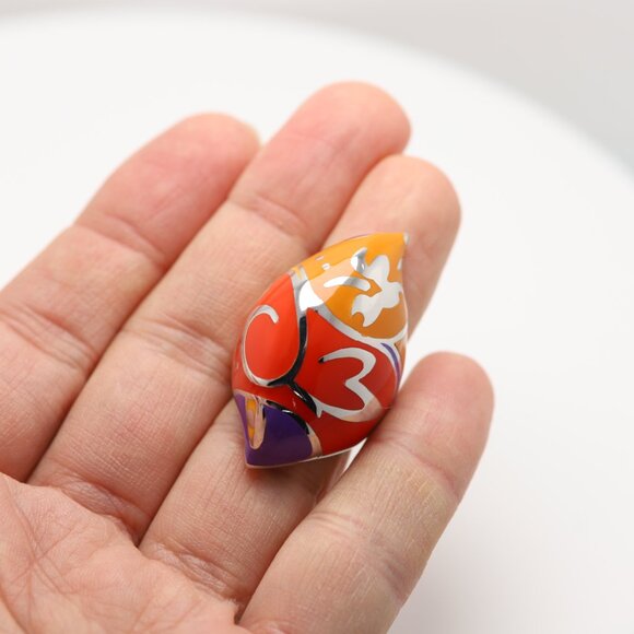 Art Ring Sterling Silver famous artist Enamel Inspired Artistic Ring - Picture 3 of 11